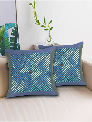 Mezposh Geometric Cushions Cover(Pack of 2, 40 cm*40 cm, Blue)