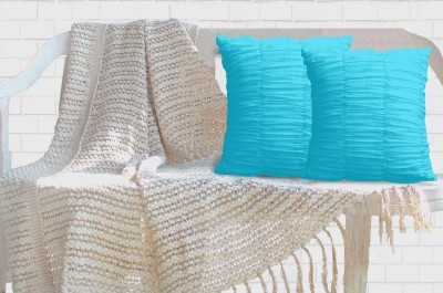 Dekor World Self Design Cushions Cover(Pack of 2, 50 cm*50 cm, Blue)