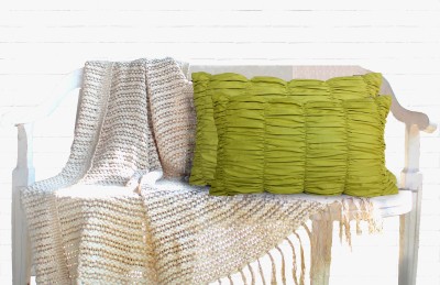 Dekor World Self Design Cushions & Pillows Cover(Pack of 2, 45 cm*70 cm, Green)
