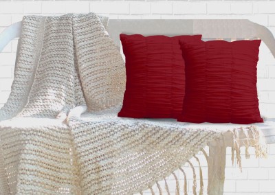 Dekor World Self Design Cushions & Pillows Cover(Pack of 2, 60 cm*60 cm, Maroon)