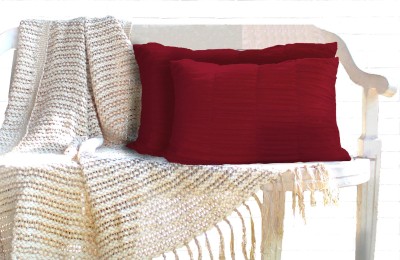 Dekor World Self Design Cushions & Pillows Cover(Pack of 2, 45 cm*70 cm, Maroon)