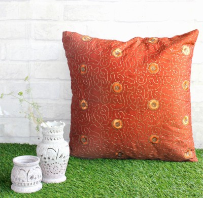 Dekor World Embroidered Cushions Cover(Pack of 2, 40 cm*40 cm, Orange)