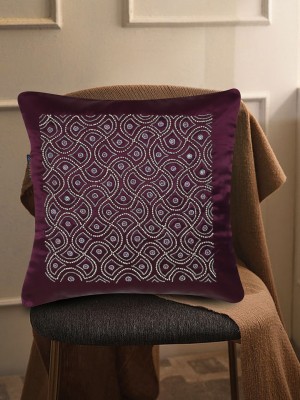 Mezposh Geometric Cushions Cover(40 cm*40 cm, Purple, Silver)