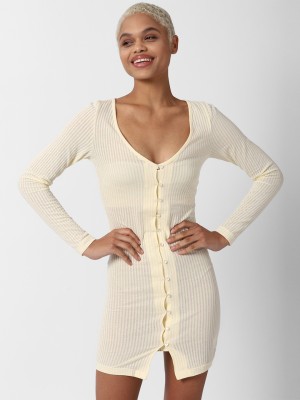 FOREVER 21 Women Bodycon Beige Dress