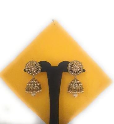 Preet Art Jewellery Antique Mehndi Gold Plated green Beads Crystal Pearl long Jhumkhi Earrings Beads, Crystal, Pearl Brass, Crystal, Plastic Jhumki Earring