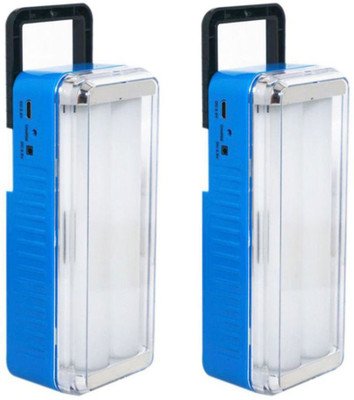 GLOWISH 2 UNITS MINI LANTERN STYLE HANGING TABLE LAMP ELECTRIC+SOLAR CHARGING OPTION 6 hrs Lantern Emergency Light(Blue)