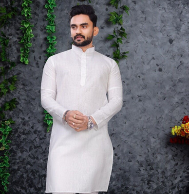 quinlan Men Solid Straight Kurta(White)