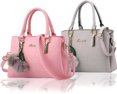 KHATUSHYAM COLLECTION Women Grey, Pink Hobo(Pack of: 2)
