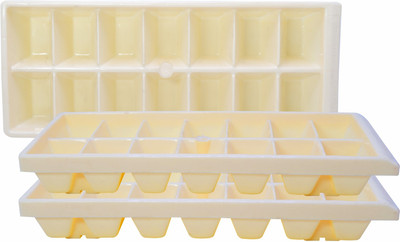 Morvi Plastic Aanchal Fridge,Set Of 3 pc, Ice Tray with 14 Cube, Yellow Color Yellow Plastic Ice Cube Tray(Pack of3)