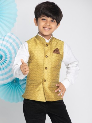 VASTRAMAY Sleeveless Woven Design Boys Jacket