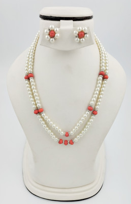 kashvi pearls and jewellers Mother of Pearl Silver Multicolor Jewellery Set(Pack of 1)