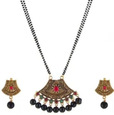 sunhari jewels Alloy Gold-plated Black, Gold Jewellery Set(Pack of 1)