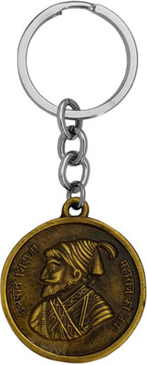 Shiv Jagdamba Double Sided Chatrapati Shivaji Maharaj With Rajmudra Round Keyring Keychain Key Chain