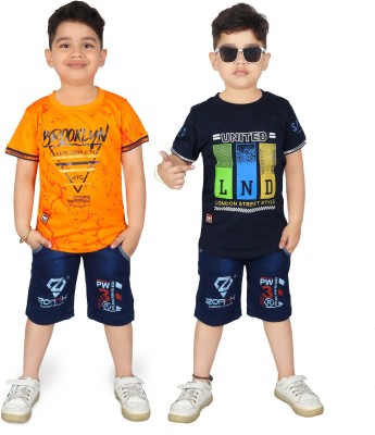 ZORKH - Fashion on you Baby Boys Party(Festive) T-shirt Capri(Orange & Navy)