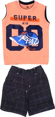 ZADMUS Baby Boys Party(Festive) T-shirt Shorts(Peach)