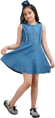 Being Naughty Girls Above Knee Casual Dress(Blue, Sleeveless)