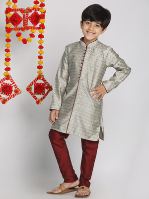 VASTRAMAY Boys Festive & Party, Wedding Kurta and Pyjama Set(Beige Pack of 1)