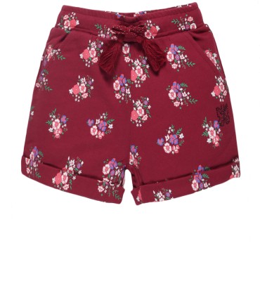 Plum Tree Short For Girls Casual Printed Pure Cotton(Maroon, Pack of 1)