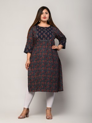 Swasti Women Printed Straight Kurta(Blue)