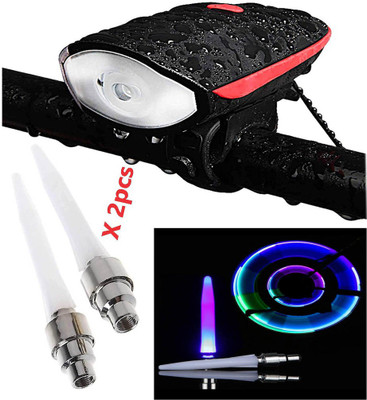 NSV Combo Bicycle Front Head Light With Horn And Cycle Tyre Multicolor Light LED Front Light(Multicolor)