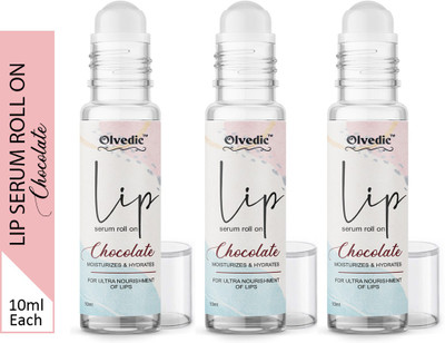 Olvedic Chocolate Lip Serum Roll On Glossy & Shiny Moisturizing & Nourishing Effect CHOCOLATE(Pack of: 3, 30 g)
