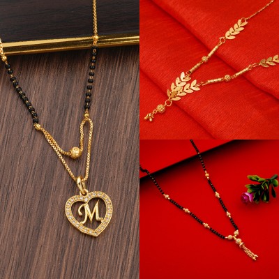 BOGHRA SALES New Stylist Classy M Letter Mangalsutra Combo Pack Of 3 Alloy Mangalsutra Alloy Mangalsutra