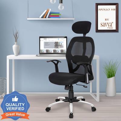 SAVYA HOME Apollo HBCB Mesh Office Executive Chair  (Black, DIY(Do-It-Yourself))