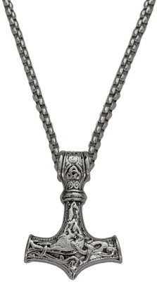 M Men Style Thor's Hammer Nordic Viking Mjolnir Pendant Necklace Silver Stainless Steel Pendant