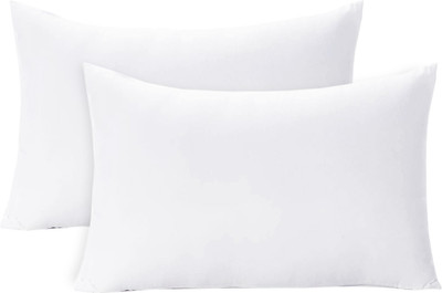 Divine Casa Pillow Filler (43 cm X 69 cm) Microfibre Solid Cushion Pack of 2(White)