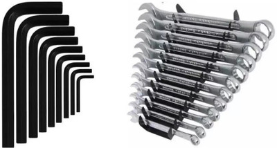 S Traders Combination Wrench Set Combination Spanner Set And 9-Pcs Full Hex Allen Key Kit Hand Tool Kit(21 Tools)