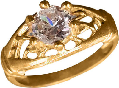 jr fashion Panchaloha (Impon) Big Leaf Design Metal Zircon, Ruby Ring