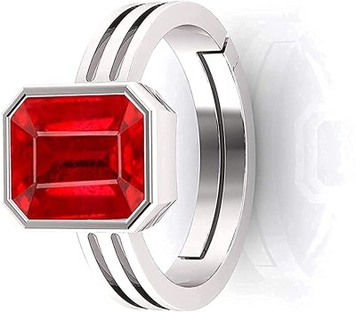 Sidharth Gems SIDHARTH GEMS Natural Ruby (Manik) 9.00 crt 10.25 ratti 92.5 Sterling Silver Sterling Silver Ruby Sterling Silver Plated Ring