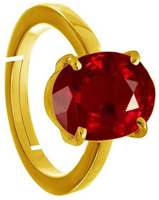 Akshita gems 10.25 Ratti 9.00 Carat Natural Burma Ruby Manik Gemstone Gold Plated Ring Brass Ruby Gold Plated Ring