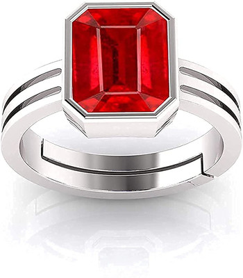 SIDHGEMS SIDHGEMS 10.25 Ratti 9.25 Carat Natural Ruby Stone Manik Ring Brass Ruby Silver Plated Ring
