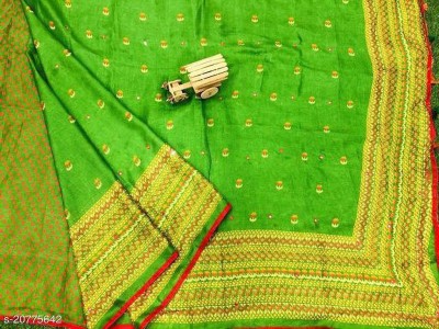 ACHIRA TEXTILE Embroidered Daily Wear Silk Blend Saree(Light Green)