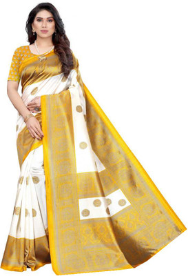 Vimalnath Synthetics Printed Bollywood Art Silk Saree(Yellow)