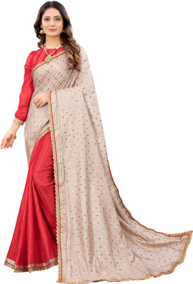 Yashvi Designer Embellished Bollywood Silk Blend Saree(Cream)