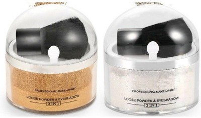 ADJD shimmer finish silver & Gold highlighter powder Pack of Loose Highlighter Powder(Silver And Gold)