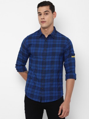 FOREVER 21 Men Checkered Casual Blue Shirt