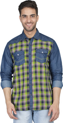 KUONS AVENUE Men Checkered Casual Green Shirt