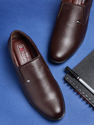 action Action Dotcom OFFICE-01 Light Weight,Comfortable,Trendy, Office Slip On For Men(Brown , 7)