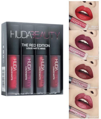 LARA KOSSLER Professional Makeup Liquid Matte Mini Lipstick Red Edition Pack of 4(Multicolor, 30 ml)