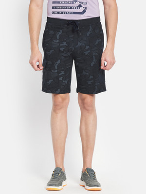 Octave Graphic Print Men Dark Blue Casual Shorts