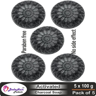 BadaHair Natural Activated Charcoal Bath Soap for Deep Cleaning(5 x 100 g)