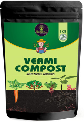 Plantsoul 1 Kg Vermicompost Natural & Organic Fertilizer for All Plants, Crops & Garden Manure(1 kg, Powder)