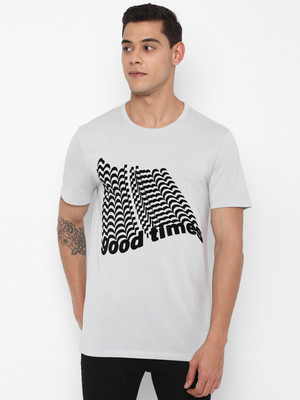 FOREVER 21 Graphic Print Men Round Neck Grey T-Shirt