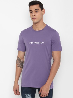 FOREVER 21 Graphic Print Men Round Neck Purple T-Shirt