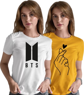 Absolute Defense Graphic Print Women Round Neck White, Yellow T-Shirt