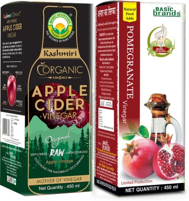 Basic Ayurveda Kashmiri Organic Apple Cider Vinegar 450ml Pomegranate Anar Ka Sirka 450ml Combo Vinegar(2 x 450 ml)