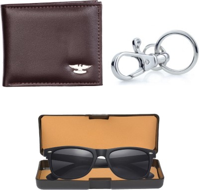 Peacock Mundkar Sunglass & Wallet Combo(Brown, Black)